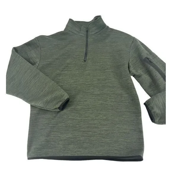 NWT Jackson Hole 1/4 Zip Space Dyed Zipper Sleeve Pocket Heather Green Mens‎ M - Picture 6 of 11